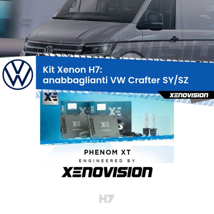 <strong>Kit Xenon H7 Professionale per VW Crafter </strong> SY/SZ (2016 in poi). Taglio di luce perfetto, zero spie e riverberi. Leggendaria elettronica Canbus Xenovision. Qualità Massima Garantita.