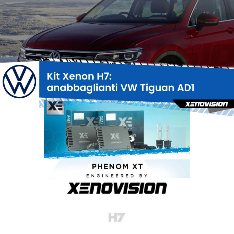 <strong>Kit Xenon H7 Professionale per VW Tiguan </strong> AD1 (2016 in poi). Taglio di luce perfetto, zero spie e riverberi. Leggendaria elettronica Canbus Xenovision. Qualità Massima Garantita.