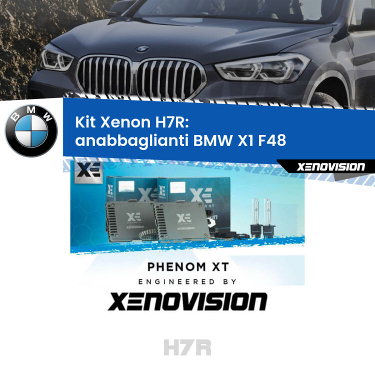 <strong>Kit Xenon </strong><strong>H7R</strong><strong> </strong><strong>Professionale</strong> BMW X1</strong> F48 (2016 - 2021). Taglio di luce perfetto, zero spie e riverberi. Leggendaria elettronica Canbus Xenovision. Qualità Massima Garantita.