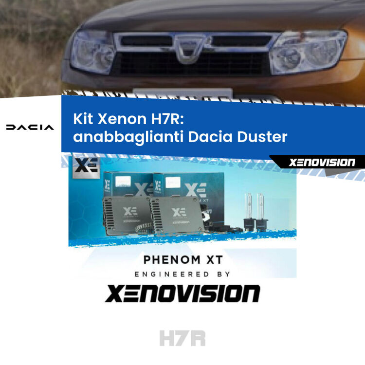 0 Kit Xenon H7-R Canbus per Dacia Duster  (2010 - 2016) <strong>Kit Xenon </strong><strong>H7R</strong><strong> </strong><strong>Professionale</strong> Dacia Duster</strong>  (2010 - 2016). Taglio di luce perfetto, zero spie e riverberi. Leggendaria elettronica Canbus Xenovision. Qualità Massima Garantita.