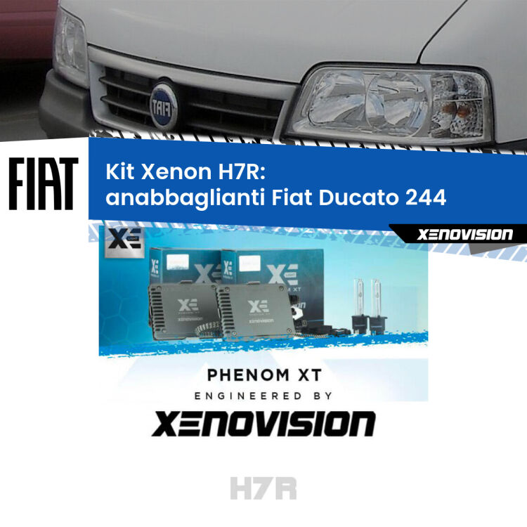 0 Kit Xenon H7-R Canbus per Fiat Ducato 244 (2002 - 2006) <strong>Kit Xenon </strong><strong>H7R</strong><strong> </strong><strong>Professionale</strong> Fiat Ducato</strong> 244 (2002 - 2006). Taglio di luce perfetto, zero spie e riverberi. Leggendaria elettronica Canbus Xenovision. Qualità Massima Garantita.