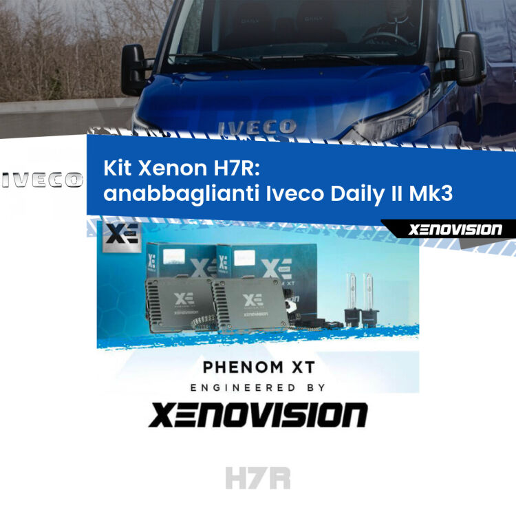 0 Kit Xenon H7-R Canbus per Iveco Daily II Mk3 (2011 - 2013) <strong>Kit Xenon </strong><strong>H7R</strong><strong> </strong><strong>Professionale</strong> Iveco Daily II</strong> Mk3 (2011 - 2013). Taglio di luce perfetto, zero spie e riverberi. Leggendaria elettronica Canbus Xenovision. Qualità Massima Garantita.