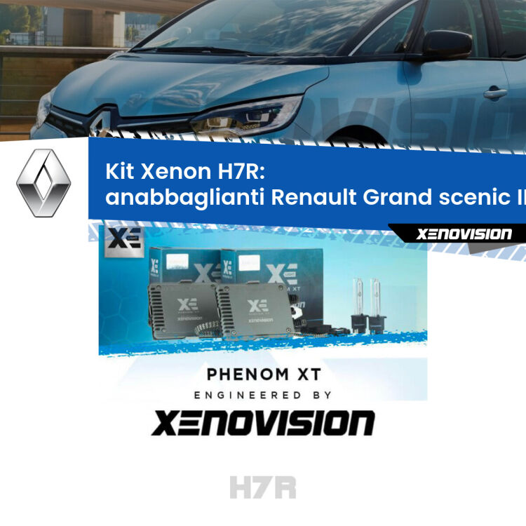 <strong>Kit Xenon </strong><strong>H7R</strong><strong> </strong><strong>Professionale</strong> Renault Grand scenic II</strong> Mk2 (2004 - 2009). Taglio di luce perfetto, zero spie e riverberi. Leggendaria elettronica Canbus Xenovision. Qualità Massima Garantita.