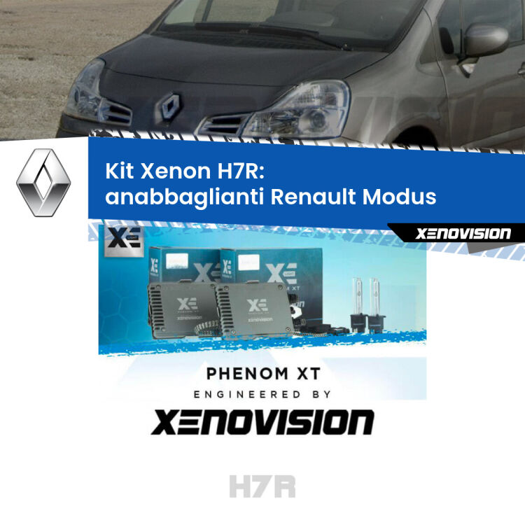 <strong>Kit Xenon </strong><strong>H7R</strong><strong> </strong><strong>Professionale</strong> Renault Modus</strong>  (2004 - 2012). Taglio di luce perfetto, zero spie e riverberi. Leggendaria elettronica Canbus Xenovision. Qualità Massima Garantita.