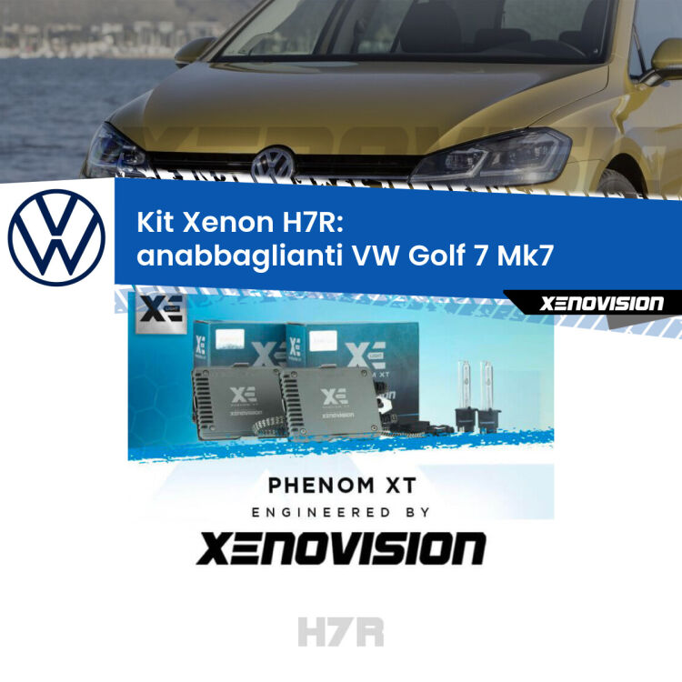 <strong>Kit Xenon </strong><strong>H7R</strong><strong> </strong><strong>Professionale</strong> VW Golf 7</strong> Mk7 (2012 - 2016). Taglio di luce perfetto, zero spie e riverberi. Leggendaria elettronica Canbus Xenovision. Qualità Massima Garantita.
