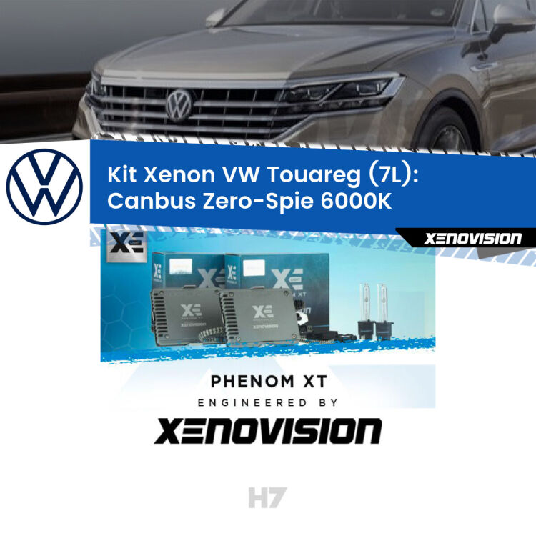 <strong>Kit Xenon H7 Professionale per VW Touareg </strong> 7L (2002 - 2010). Taglio di luce perfetto, zero spie e riverberi. Leggendaria elettronica Canbus Xenovision. Qualità Massima Garantita.