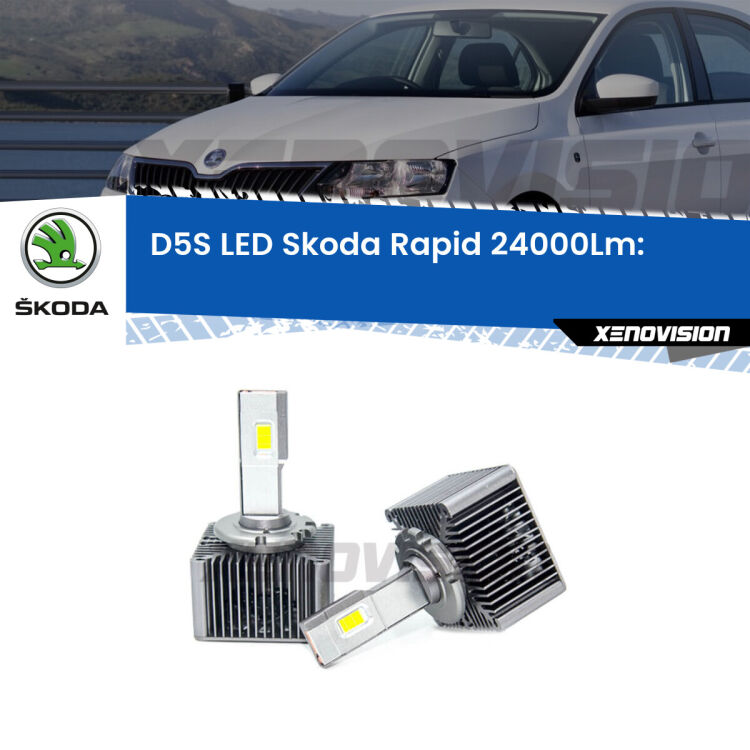 0 Anabbaglianti LED D5S 24,000Lumen per Skoda Rapid (NH3) 2012 - 2021