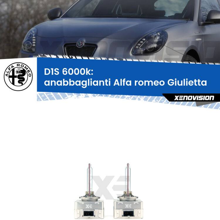 <b>Lampade xenon D1S 6000k Plug&Play</b> di ricambio per fari Anabbaglianti xenon di serie <b>Alfa romeo Giulietta</b>  2010 in poi. Qualità Massima, Performance pari alle originali.
