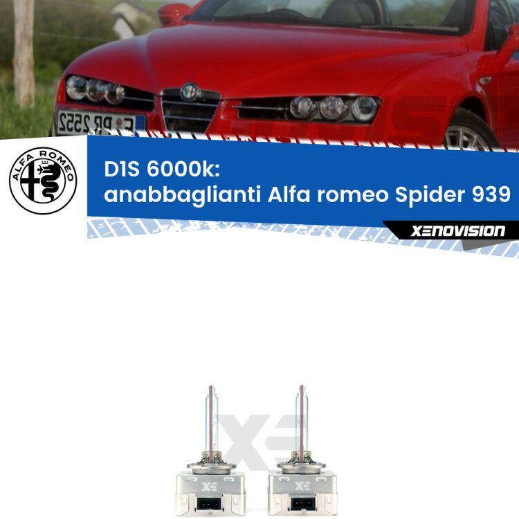 0 Lampade Xenon D1S per Anabbaglianti Alfa romeo Spider 939 2006 - 2010 <b>Lampade xenon D1S 6000k Plug&Play</b> di ricambio per fari Anabbaglianti xenon di serie <b>Alfa romeo Spider</b> 939 2006 - 2010. Qualità Massima, Performance pari alle originali.
