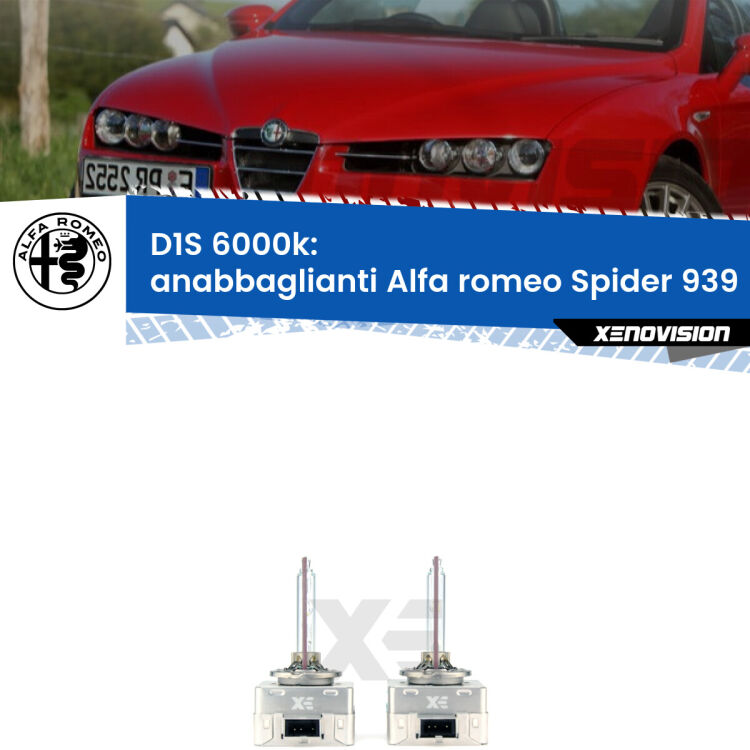 <b>Lampade xenon D1S 6000k Plug&Play</b> di ricambio per fari Anabbaglianti xenon di serie <b>Alfa romeo Spider</b> 939 2006 - 2010. Qualità Massima, Performance pari alle originali.