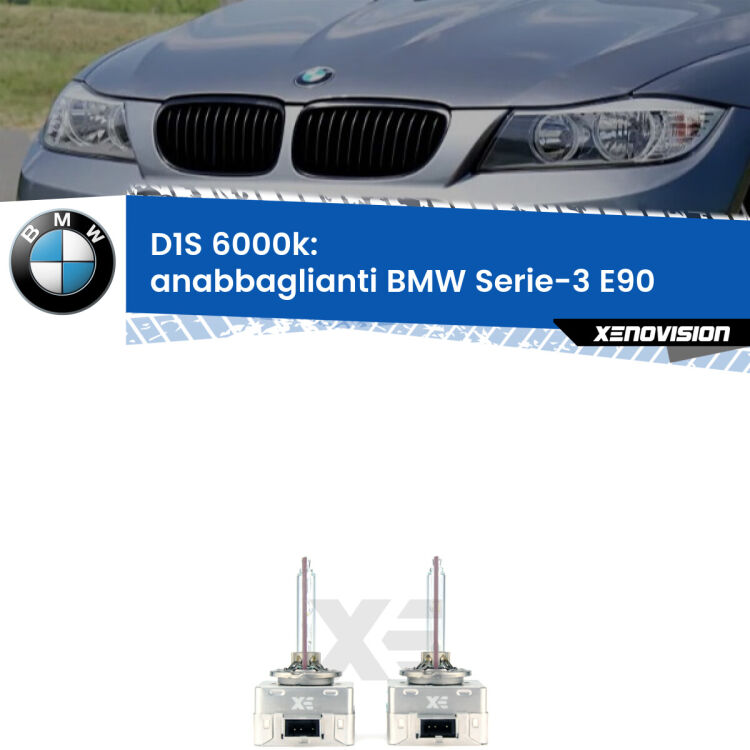 <b>Lampade xenon D1S 6000k Plug&Play</b> di ricambio per fari Anabbaglianti xenon di serie <b>BMW Serie-3</b> E90 2005 - 2011. Qualità Massima, Performance pari alle originali.
