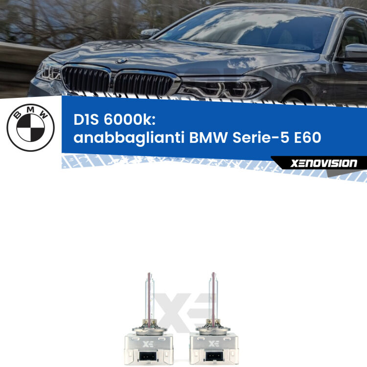 Lampade Xenon D1S per Anabbaglianti BMW Serie-5 E60 2005 - 2010 <b>Lampade xenon D1S 6000k Plug&Play</b> di ricambio per fari Anabbaglianti xenon di serie <b>BMW Serie-5</b> E60 2005 - 2010. Qualità Massima, Performance pari alle originali.