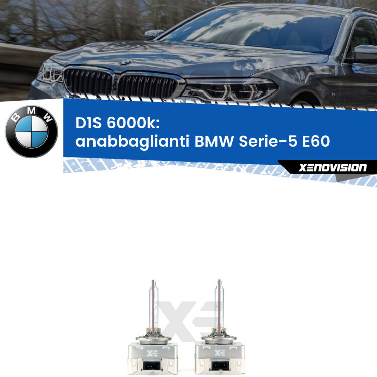 <b>Lampade xenon D1S 6000k Plug&Play</b> di ricambio per fari Anabbaglianti xenon di serie <b>BMW Serie-5</b> E60 2005 - 2010. Qualità Massima, Performance pari alle originali.