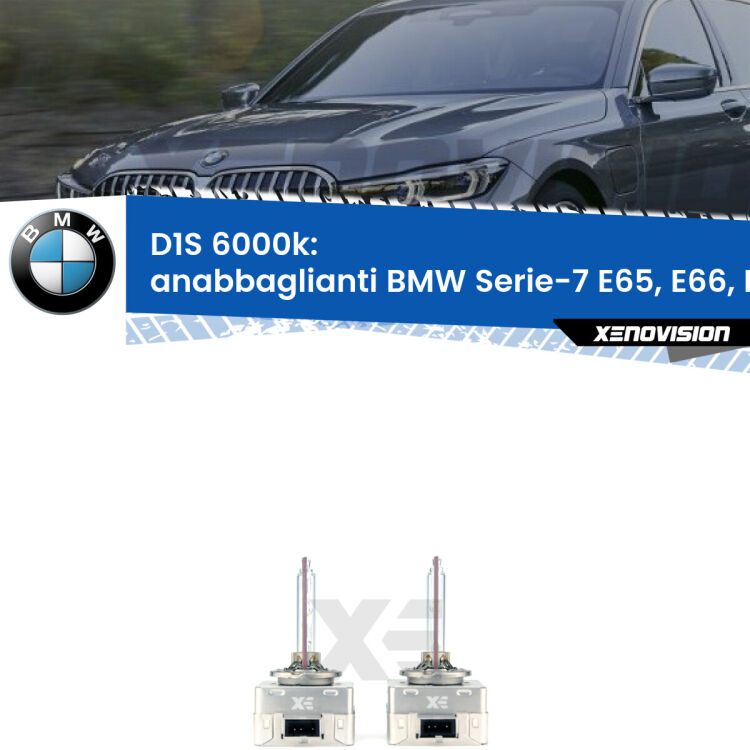 <b>Lampade xenon D1S 6000k Plug&Play</b> di ricambio per fari Anabbaglianti xenon di serie <b>BMW Serie-7</b> E65, E66, E67 2005 - 2008. Qualità Massima, Performance pari alle originali.