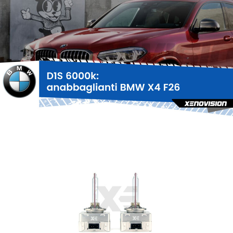 <b>Lampade xenon D1S 6000k Plug&Play</b> di ricambio per fari Anabbaglianti xenon di serie <b>BMW X4</b> F26 2014 - 2017. Qualità Massima, Performance pari alle originali.