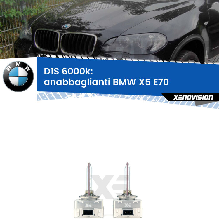 <b>Lampade xenon D1S 6000k Plug&Play</b> di ricambio per fari Anabbaglianti xenon di serie <b>BMW X5</b> E70 2006 - 2013. Qualità Massima, Performance pari alle originali.