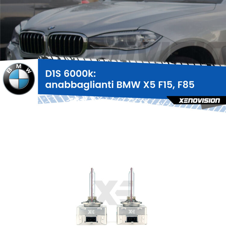 <b>Lampade xenon D1S 6000k Plug&Play</b> di ricambio per fari Anabbaglianti xenon di serie <b>BMW X5</b> F15, F85 2014 - 2018. Qualità Massima, Performance pari alle originali.