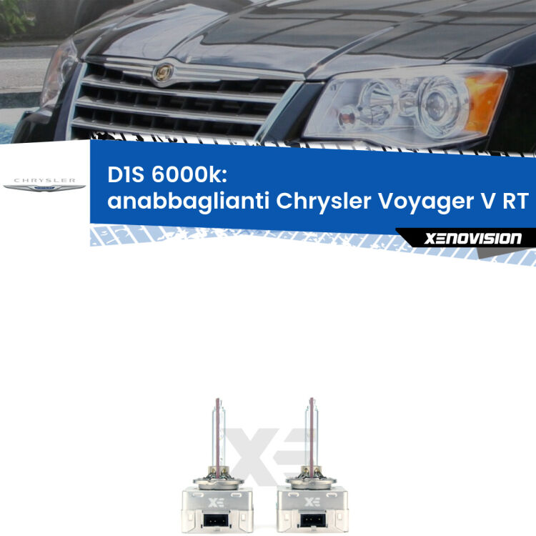 <b>Lampade xenon D1S 6000k Plug&Play</b> di ricambio per fari Anabbaglianti xenon di serie <b>Chrysler Voyager V</b> RT 2007 - 2016. Qualità Massima, Performance pari alle originali.