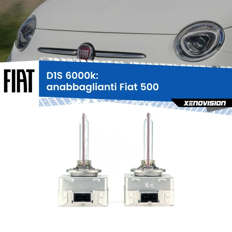 0 Lampade Xenon D1S per Anabbaglianti Fiat 500 2007 - 2022 <b>Lampade xenon D1S 6000k Plug&Play</b> di ricambio per fari Anabbaglianti xenon di serie <b>Fiat 500</b> 2007 - 2022. Qualità Massima, Performance pari alle originali.