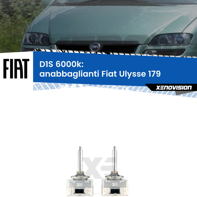 Lampade Xenon D1S per Anabbaglianti Fiat Ulysse 179 2002 - 2011 <b>Lampade xenon D1S 6000k Plug&Play</b> di ricambio per fari Anabbaglianti xenon di serie <b>Fiat Ulysse</b> 179 2002 - 2011. Qualità Massima, Performance pari alle originali.