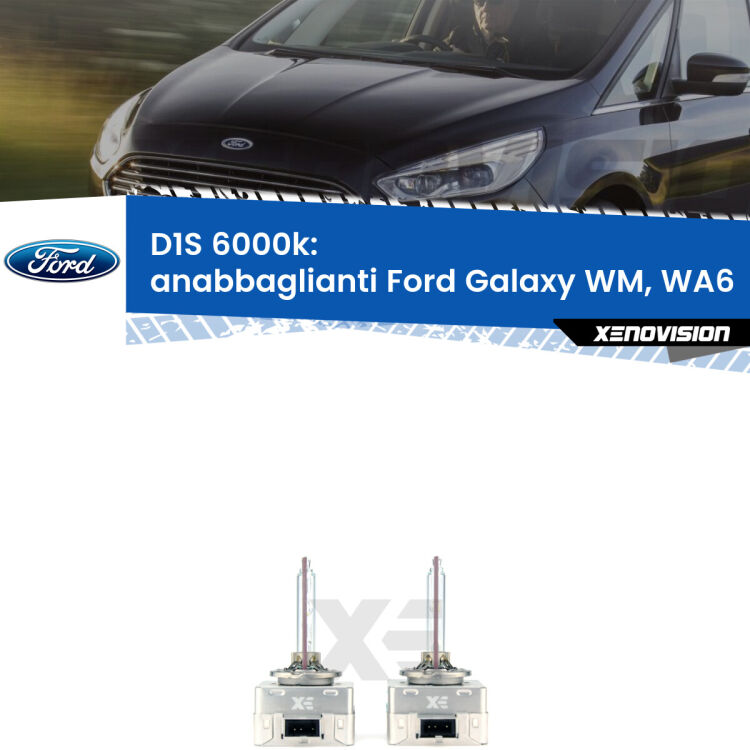 <b>Lampade xenon D1S 6000k Plug&Play</b> di ricambio per fari Anabbaglianti xenon di serie <b>Ford Galaxy</b> WM, WA6 2006 - 2015. Qualità Massima, Performance pari alle originali.