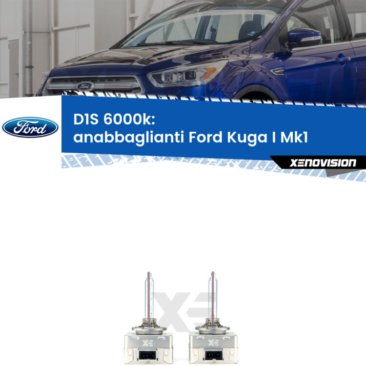 <b>Lampade xenon D1S 6000k Plug&Play</b> di ricambio per fari Anabbaglianti xenon di serie <b>Ford Kuga I</b> Mk1 2008 - 2012. Qualità Massima, Performance pari alle originali.