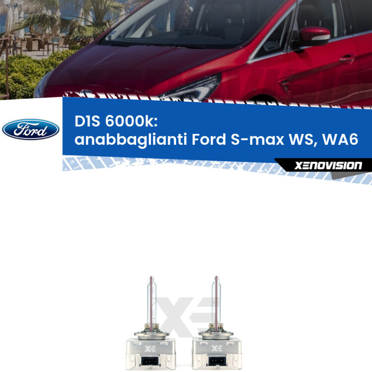 Lampade Xenon D1S per Anabbaglianti Ford S-max WS, WA6 2006 - 2014 <b>Lampade xenon D1S 6000k Plug&Play</b> di ricambio per fari Anabbaglianti xenon di serie <b>Ford S-max</b> WS, WA6 2006 - 2014. Qualità Massima, Performance pari alle originali.