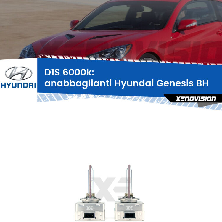 <b>Lampade xenon D1S 6000k Plug&Play</b> di ricambio per fari Anabbaglianti xenon di serie <b>Hyundai Genesis</b> BH 2008 - 2014. Qualità Massima, Performance pari alle originali.