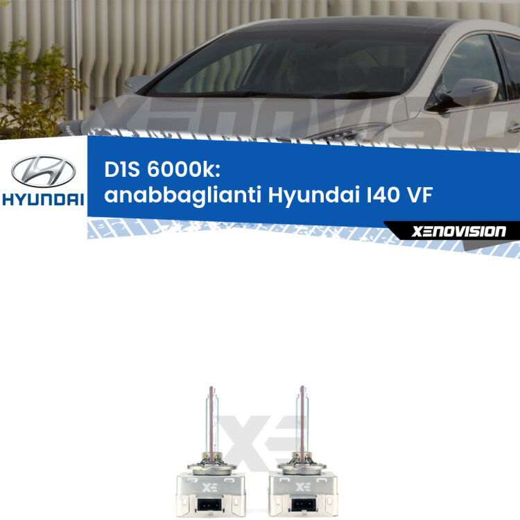 <b>Lampade xenon D1S 6000k Plug&Play</b> di ricambio per fari Anabbaglianti xenon di serie <b>Hyundai I40</b> VF 2012 in poi. Qualità Massima, Performance pari alle originali.