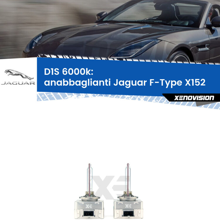 <b>Lampade xenon D1S 6000k Plug&Play</b> di ricambio per fari Anabbaglianti xenon di serie <b>Jaguar F-Type</b> X152 2013 in poi. Qualità Massima, Performance pari alle originali.