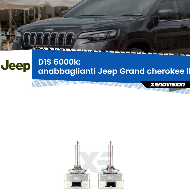 <b>Lampade xenon D1S 6000k Plug&Play</b> di ricambio per fari Anabbaglianti xenon di serie <b>Jeep Grand cherokee III</b> WK 2005 - 2010. Qualità Massima, Performance pari alle originali.