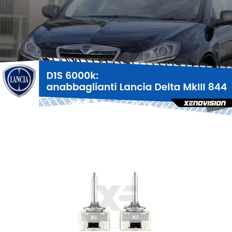 <b>Lampade xenon D1S 6000k Plug&Play</b> di ricambio per fari Anabbaglianti xenon di serie <b>Lancia Delta MkIII</b> 844 2008 - 2014. Qualità Massima, Performance pari alle originali.