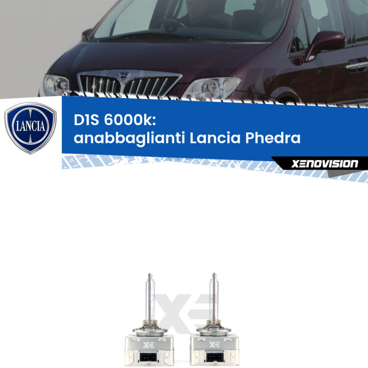 <b>Lampade xenon D1S 6000k Plug&Play</b> di ricambio per fari Anabbaglianti xenon di serie <b>Lancia Phedra</b>  2002 - 2010. Qualità Massima, Performance pari alle originali.