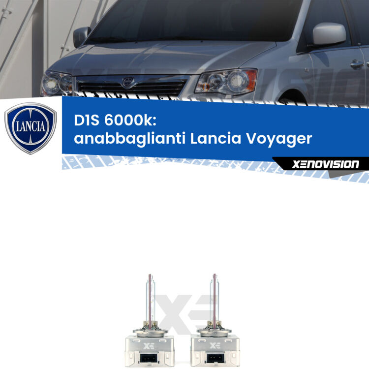 <b>Lampade xenon D1S 6000k Plug&Play</b> di ricambio per fari Anabbaglianti xenon di serie <b>Lancia Voyager</b>  2011 - 2014. Qualità Massima, Performance pari alle originali.