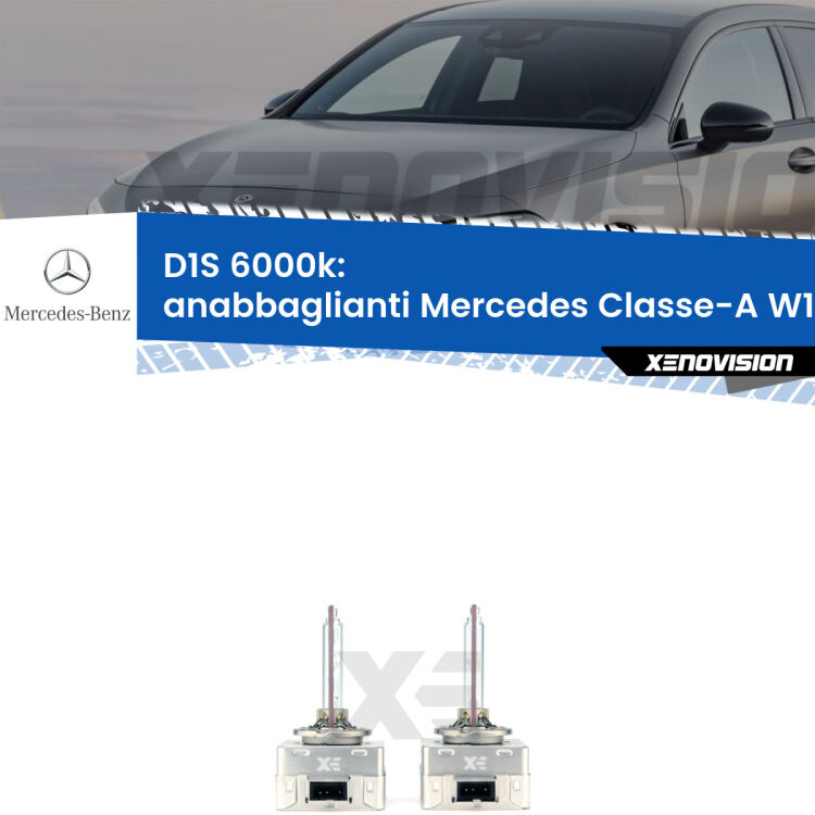 <b>Lampade xenon D1S 6000k Plug&Play</b> di ricambio per fari Anabbaglianti xenon di serie <b>Mercedes Classe-A</b> W176 2012 - 2018. Qualità Massima, Performance pari alle originali.