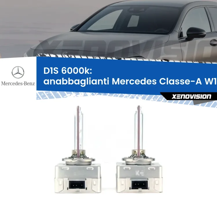 Lampade Xenon D1S per Anabbaglianti Mercedes Classe-A W176 2012 - 2018 <b>Lampade xenon D1S 6000k Plug&Play</b> di ricambio per fari Anabbaglianti xenon di serie <b>Mercedes Classe-A</b> W176 2012 - 2018. Qualità Massima, Performance pari alle originali.