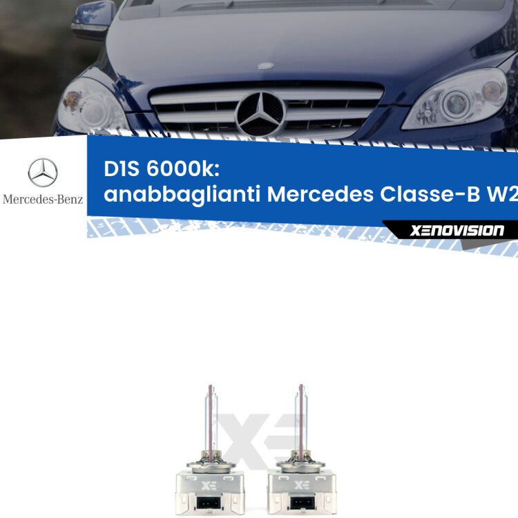 <b>Lampade xenon D1S 6000k Plug&Play</b> di ricambio per fari Anabbaglianti xenon di serie <b>Mercedes Classe-B</b> W245 2005 - 2011. Qualità Massima, Performance pari alle originali.