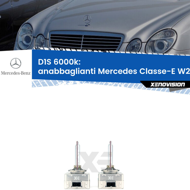 Lampade Xenon D1S per Anabbaglianti Mercedes Classe-E W211 2006 - 2009 <b>Lampade xenon D1S 6000k Plug&Play</b> di ricambio per fari Anabbaglianti xenon di serie <b>Mercedes Classe-E</b> W211 2006 - 2009. Qualità Massima, Performance pari alle originali.