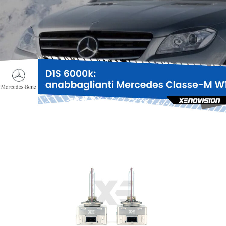 <b>Lampade xenon D1S 6000k Plug&Play</b> di ricambio per fari Anabbaglianti xenon di serie <b>Mercedes Classe-M</b> W166 2011 - 2015. Qualità Massima, Performance pari alle originali.