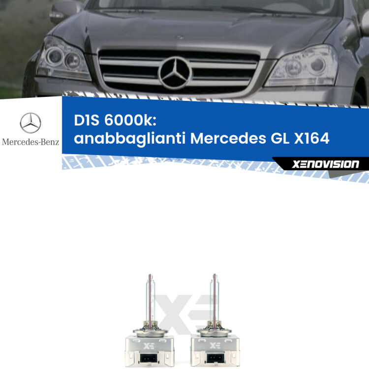 <b>Lampade xenon D1S 6000k Plug&Play</b> di ricambio per fari Anabbaglianti xenon di serie <b>Mercedes GL</b> X164 2006 - 2012. Qualità Massima, Performance pari alle originali.