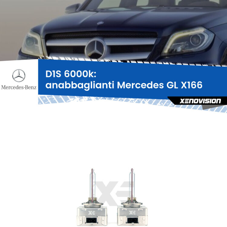 Lampade Xenon D1S per Anabbaglianti Mercedes GL X166 2012 - 2015 <b>Lampade xenon D1S 6000k Plug&Play</b> di ricambio per fari Anabbaglianti xenon di serie <b>Mercedes GL</b> X166 2012 - 2015. Qualità Massima, Performance pari alle originali.