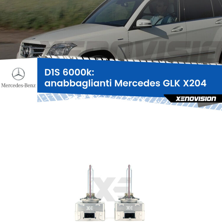 Lampade Xenon D1S per Anabbaglianti Mercedes GLK X204 2008 - 2015 <b>Lampade xenon D1S 6000k Plug&Play</b> di ricambio per fari Anabbaglianti xenon di serie <b>Mercedes GLK</b> X204 2008 - 2015. Qualità Massima, Performance pari alle originali.