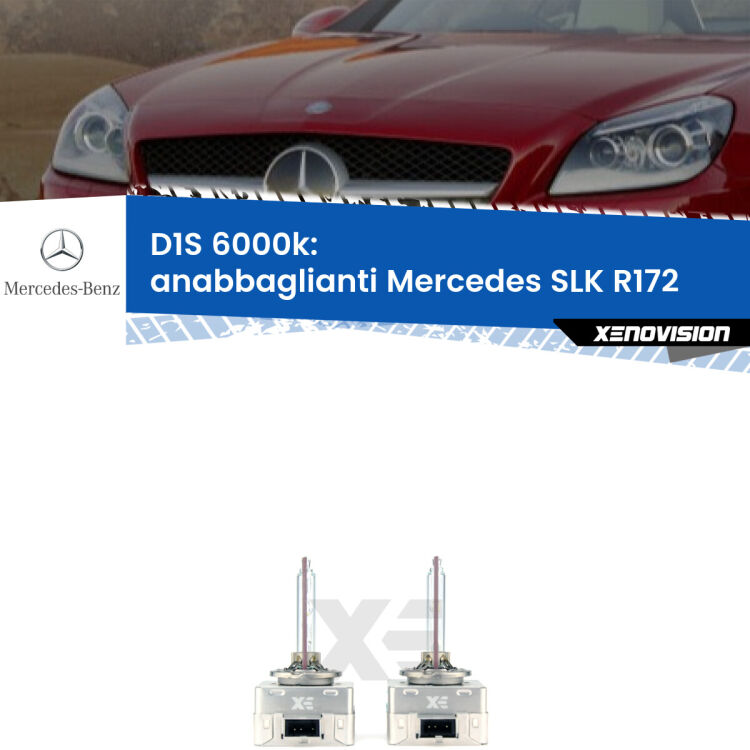 <b>Lampade xenon D1S 6000k Plug&Play</b> di ricambio per fari Anabbaglianti xenon di serie <b>Mercedes SLK</b> R172 2011 in poi. Qualità Massima, Performance pari alle originali.