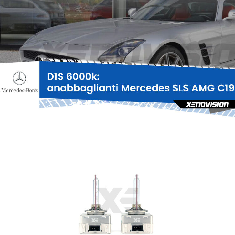 <b>Lampade xenon D1S 6000k Plug&Play</b> di ricambio per fari Anabbaglianti xenon di serie <b>Mercedes SLS AMG</b> C197 2010 in poi. Qualità Massima, Performance pari alle originali.