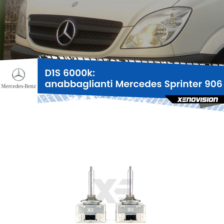 <b>Lampade xenon D1S 6000k Plug&Play</b> di ricambio per fari Anabbaglianti xenon di serie <b>Mercedes Sprinter</b> 906 2006 - 2012. Qualità Massima, Performance pari alle originali.