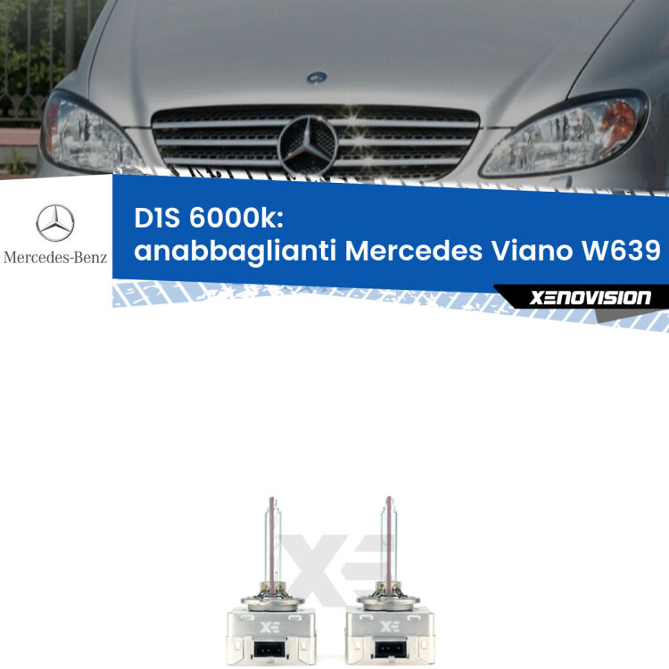 Lampade Xenon D1S per Anabbaglianti Mercedes Viano W639 2003 - 2007 <b>Lampade xenon D1S 6000k Plug&Play</b> di ricambio per fari Anabbaglianti xenon di serie <b>Mercedes Viano</b> W639 2003 - 2007. Qualità Massima, Performance pari alle originali.