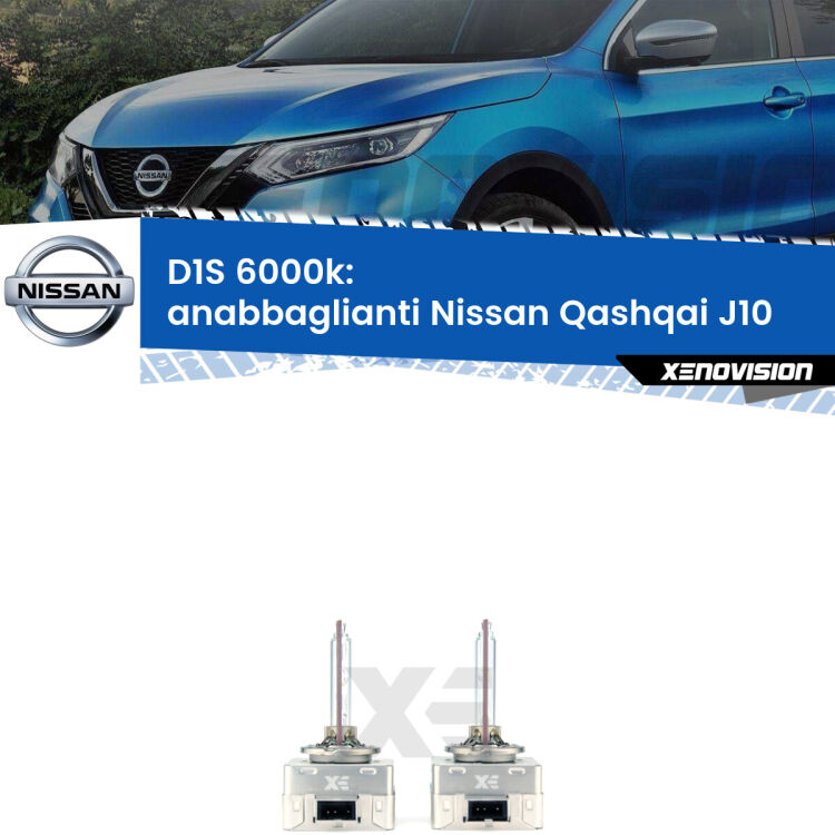 <b>Lampade xenon D1S 6000k Plug&Play</b> di ricambio per fari Anabbaglianti xenon di serie <b>Nissan Qashqai</b> J10 2010 - 2013. Qualità Massima, Performance pari alle originali.