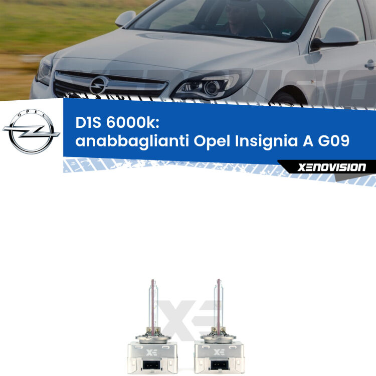 <b>Lampade xenon D1S 6000k Plug&Play</b> di ricambio per fari Anabbaglianti xenon di serie <b>Opel Insignia A</b> G09 2008 - 2013. Qualità Massima, Performance pari alle originali.