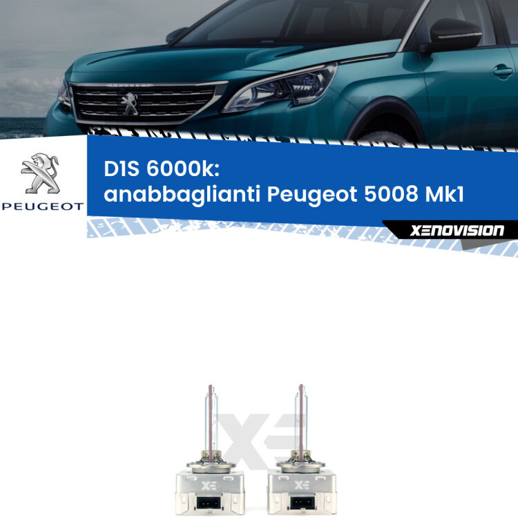 <b>Lampade xenon D1S 6000k Plug&Play</b> di ricambio per fari Anabbaglianti xenon di serie <b>Peugeot 5008</b> Mk1 2009 - 2016. Qualità Massima, Performance pari alle originali.