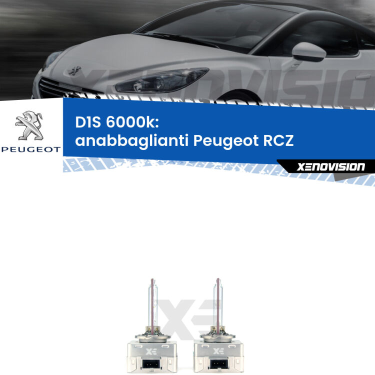 <b>Lampade xenon D1S 6000k Plug&Play</b> di ricambio per fari Anabbaglianti xenon di serie <b>Peugeot RCZ</b>  2010 - 2015. Qualità Massima, Performance pari alle originali.